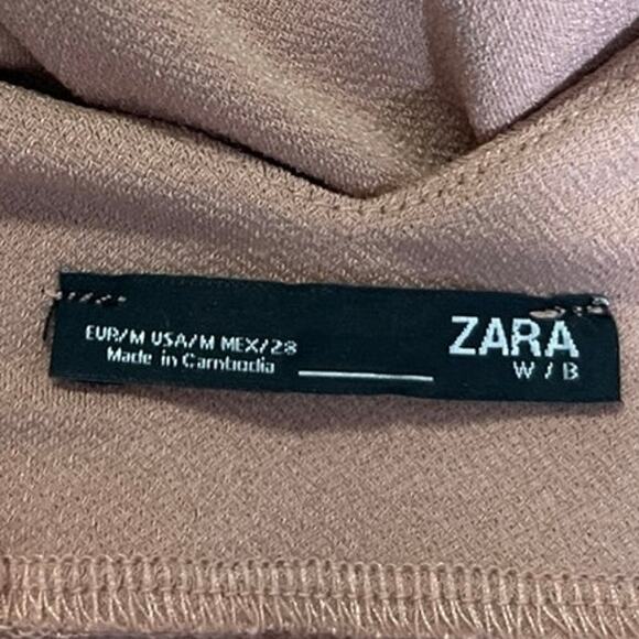 ZARA Women's Brown Beige Tan Sleeveless Camisole Slip V-Neck Cami Mini Dress M - Picture 5 of 6